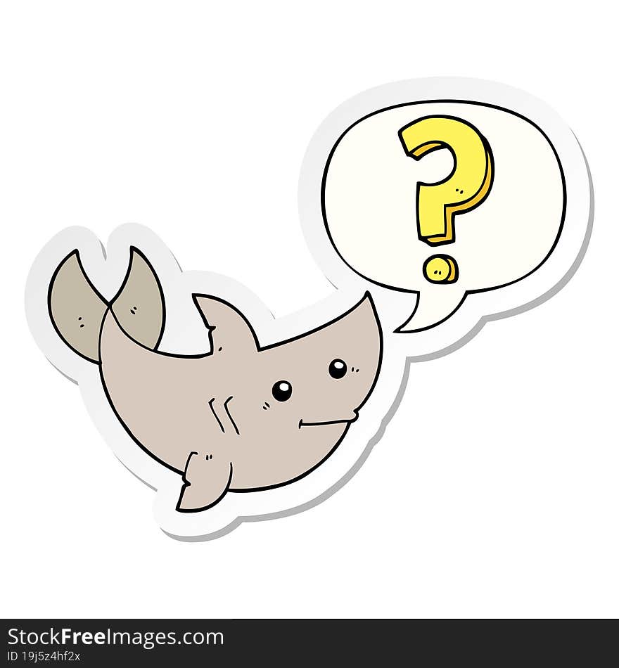 Cartoon Shark Asking Question And Speech Bubble Sticker