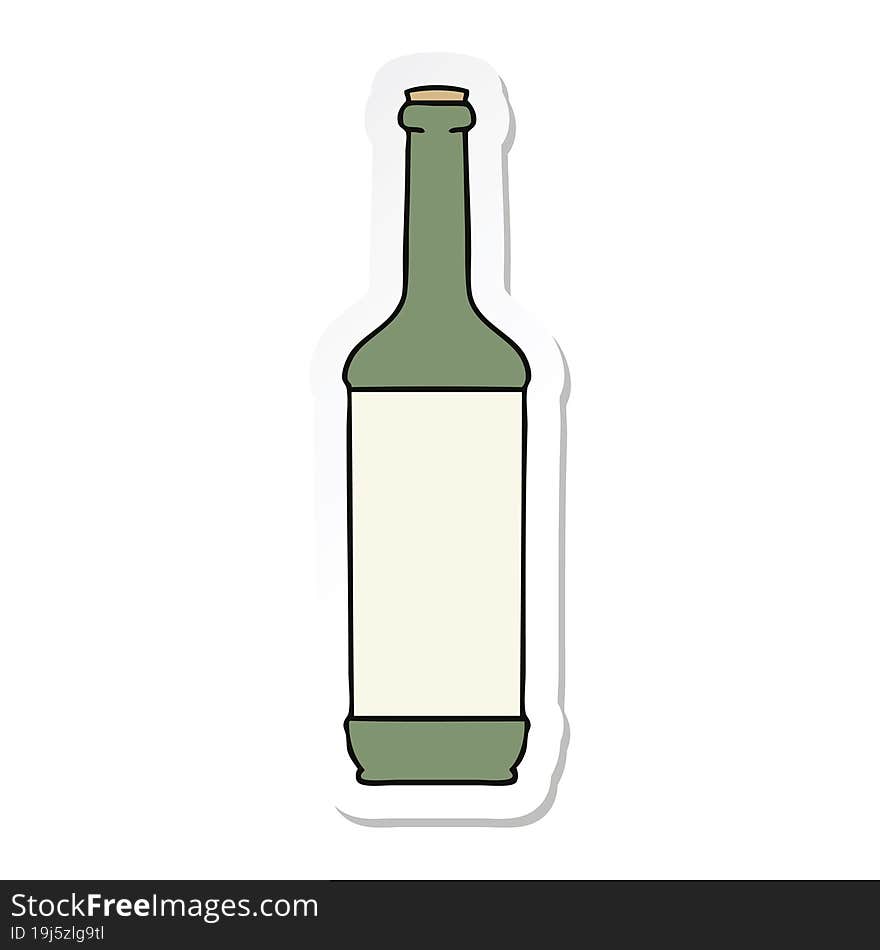 sticker of a quirky hand drawn cartoon wine bottle