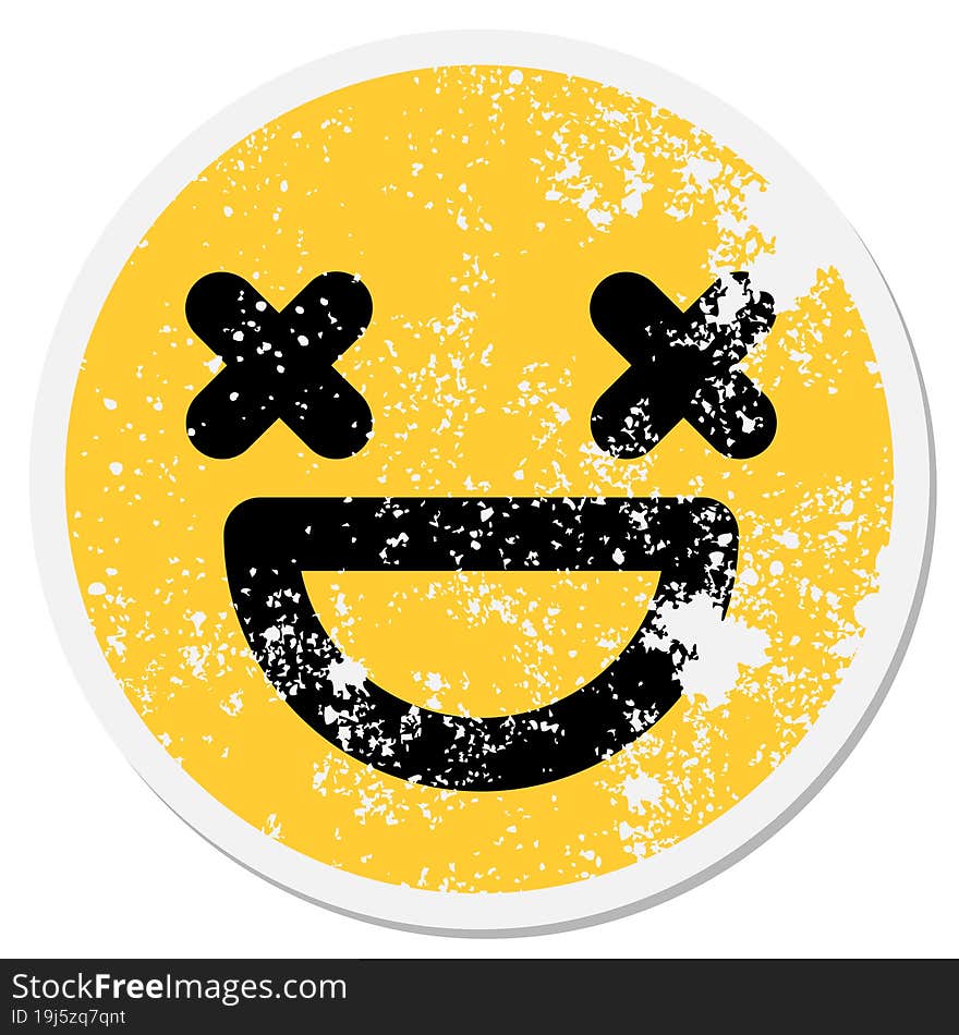 grinning dead face circular sticker