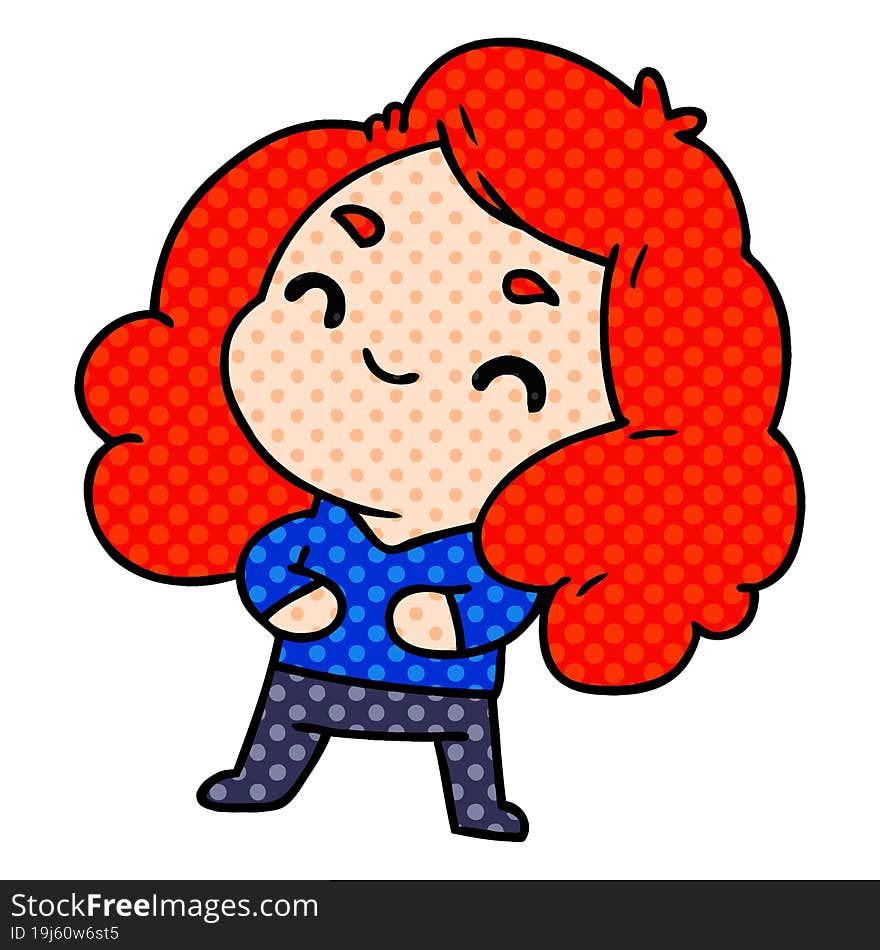 cartoon illustration of a cute kawaii girl. cartoon illustration of a cute kawaii girl