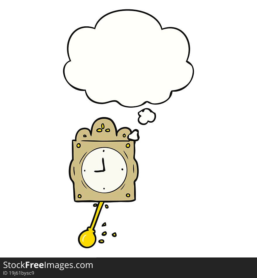 cartoon ticking clock and thought bubble