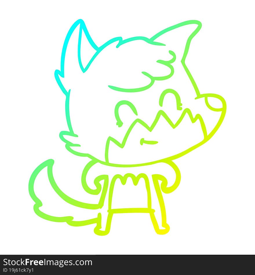 cold gradient line drawing cartoon friendly fox