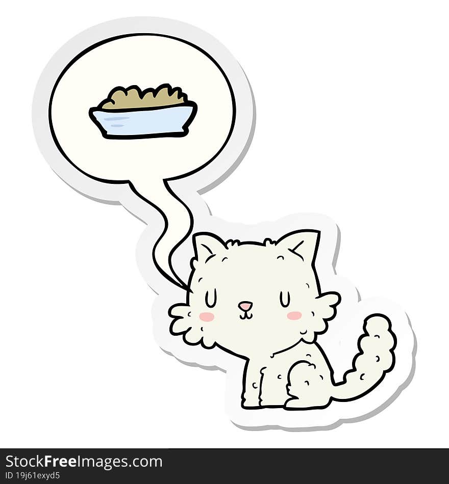 cute cartoon cat and food and speech bubble sticker