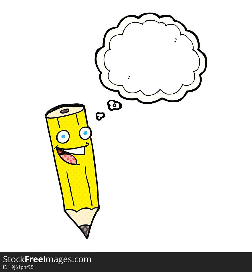 happy thought bubble cartoon pencil