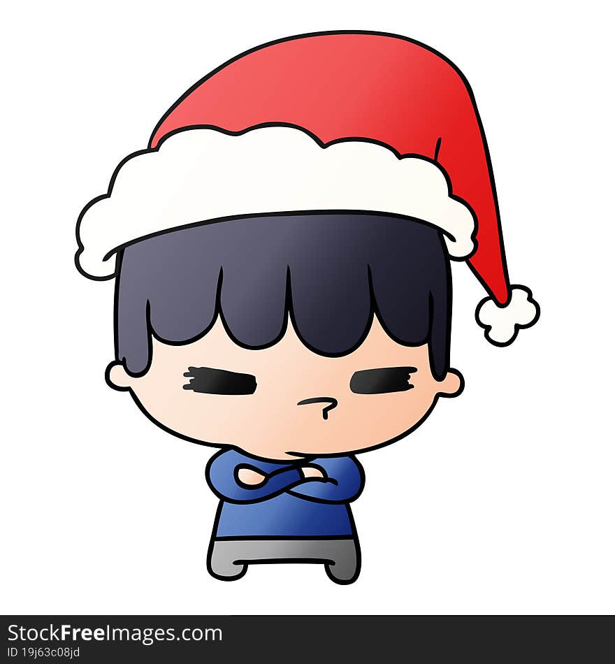 hand drawn christmas gradient cartoon of kawaii boy