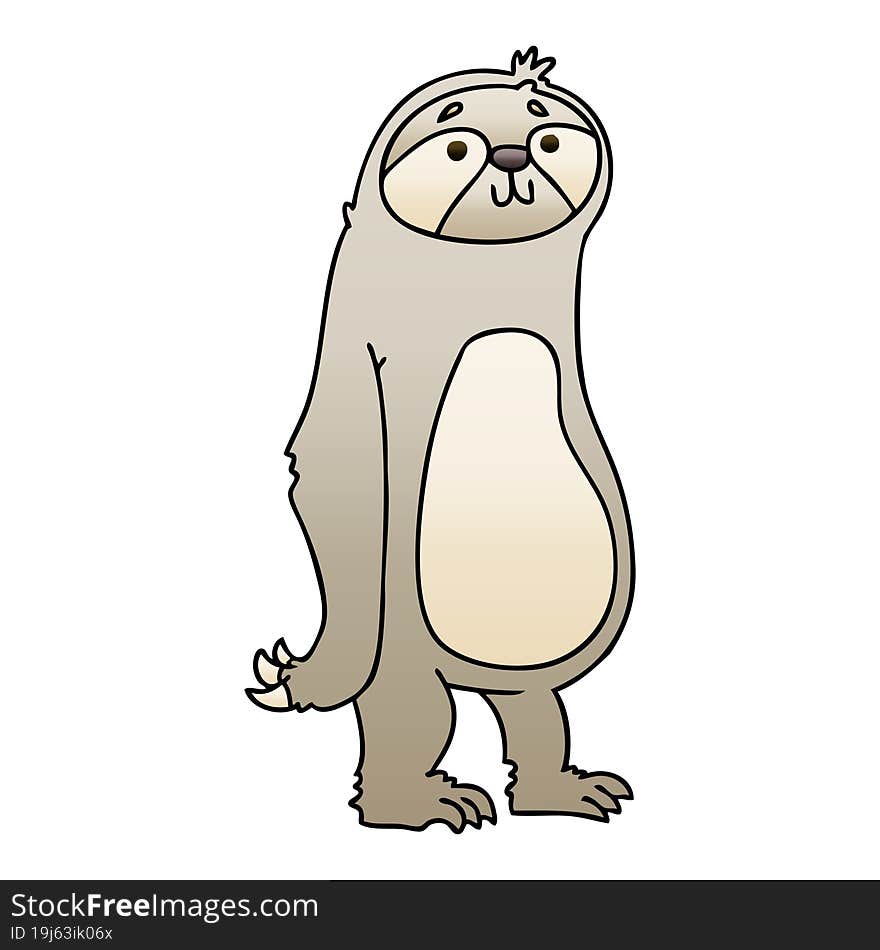 quirky gradient shaded cartoon sloth