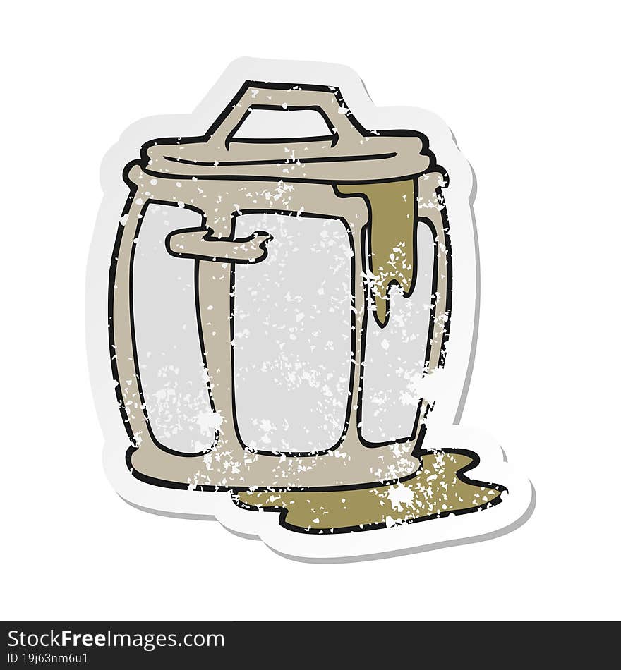 retro distressed sticker of a cartoon dirty garbage can