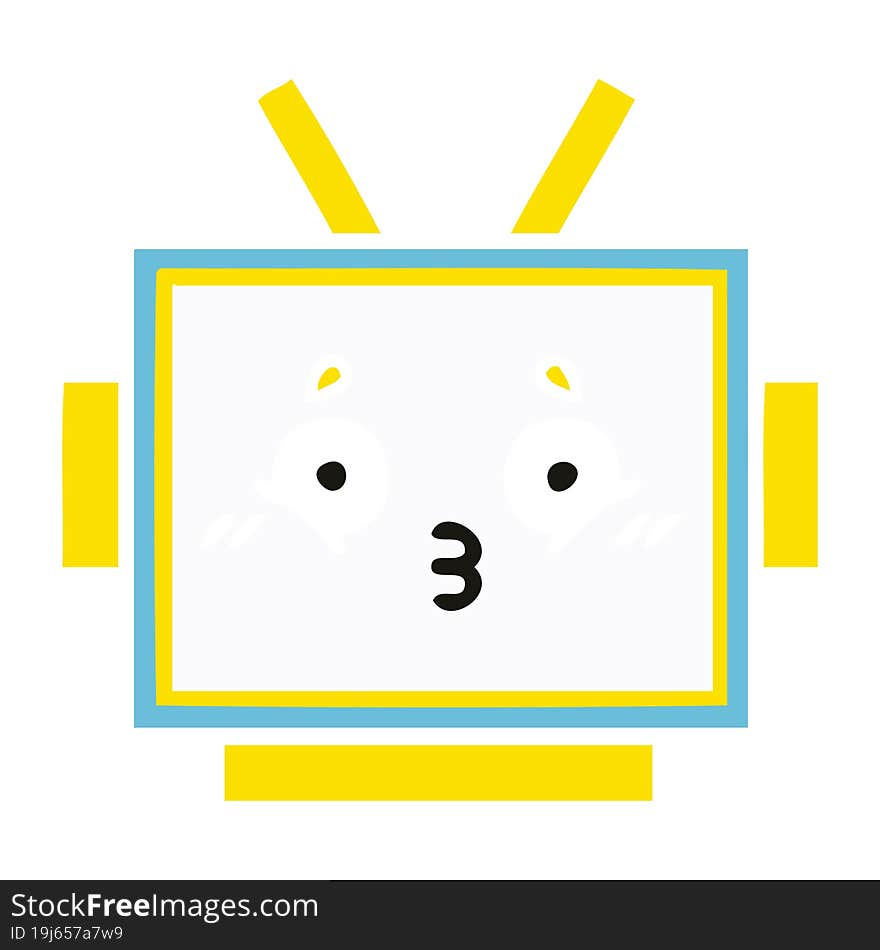 flat color retro cartoon robot head