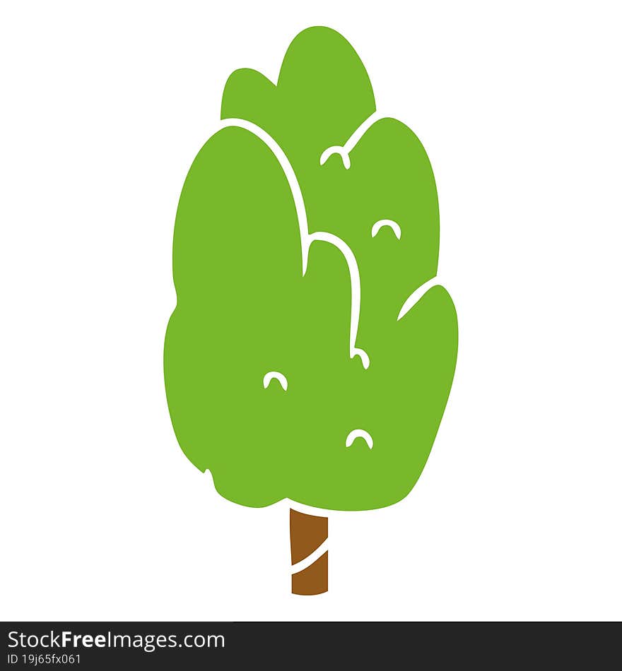 cartoon doodle single green tree