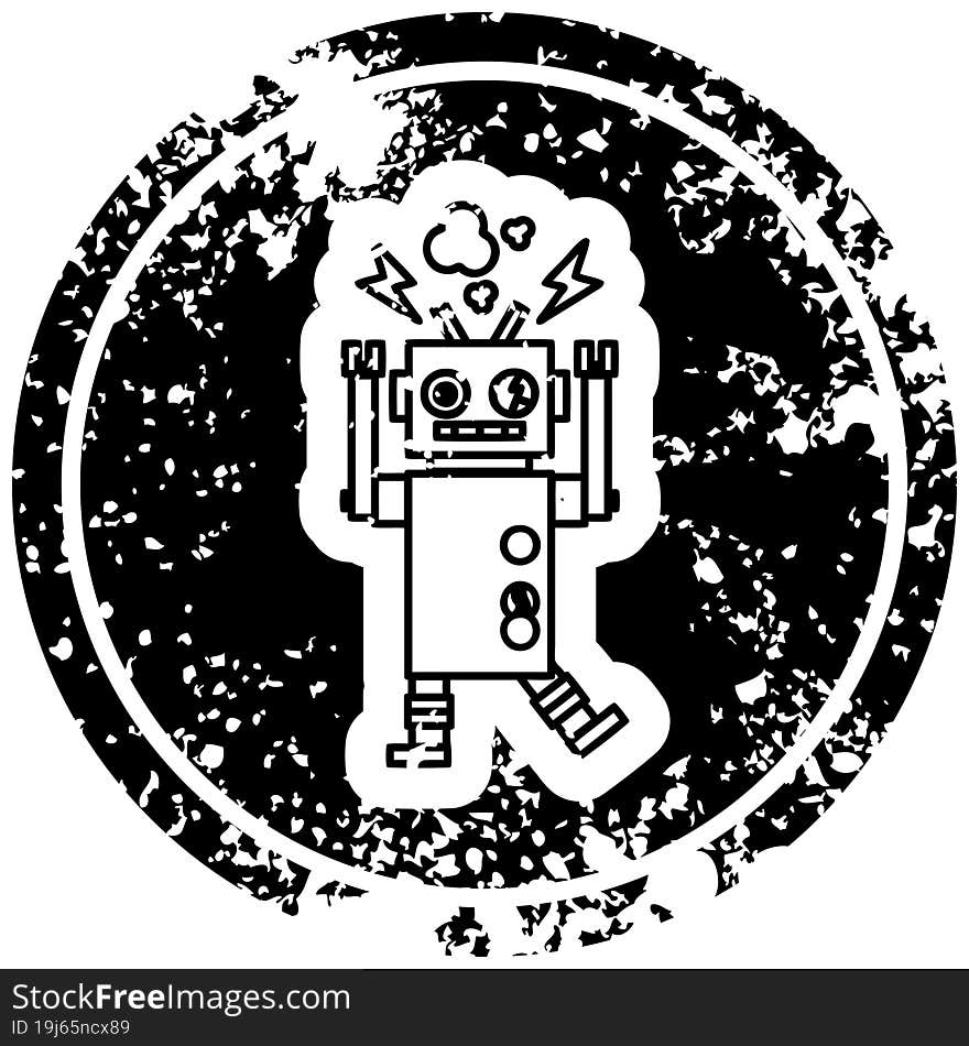 malfunctioning robot distressed icon symbol