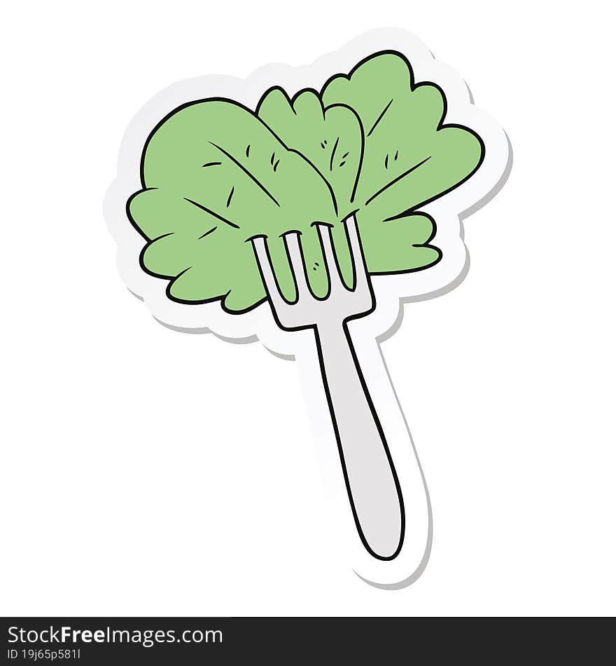 sticker of a cartoon salad leaves