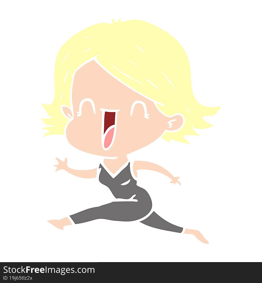 flat color style cartoon happy woman