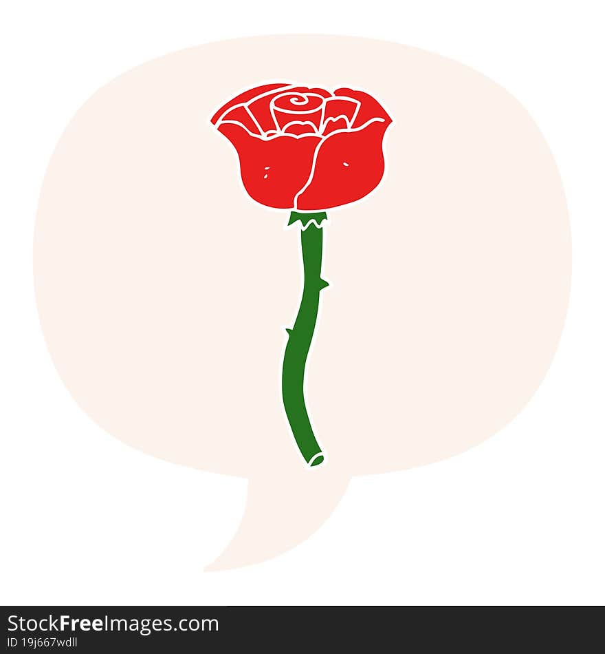 cartoon flower with speech bubble in retro style