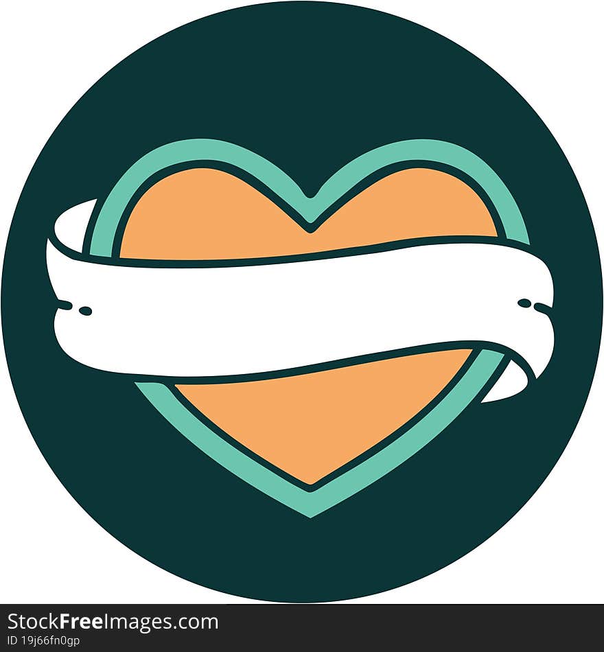 Tattoo Style Icon Of A Heart And Banner