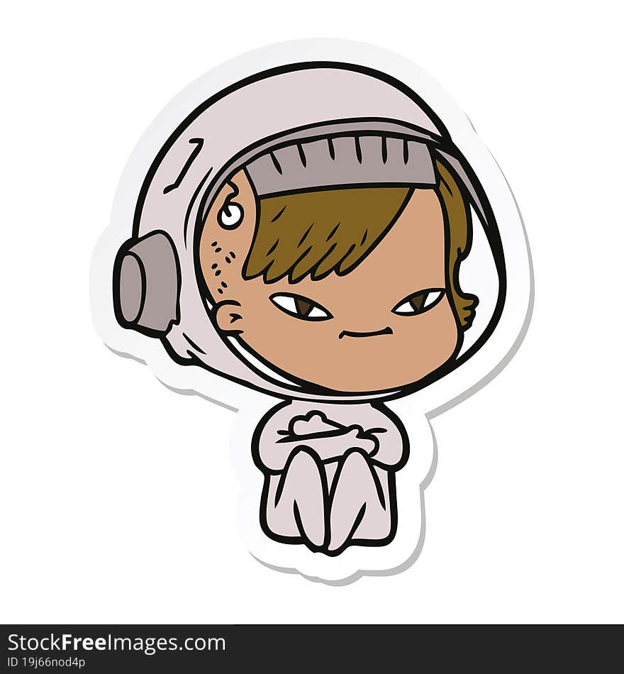 sticker of a cartoon astronaut woman