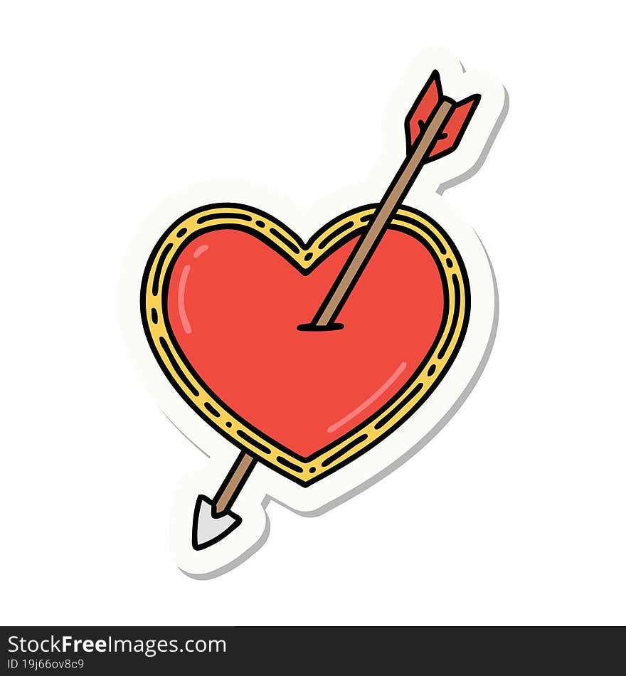 sticker of tattoo in traditional style of an arrow and heart. sticker of tattoo in traditional style of an arrow and heart