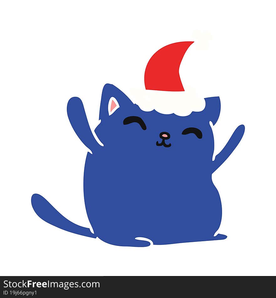 hand drawn christmas cartoon of kawaii cat