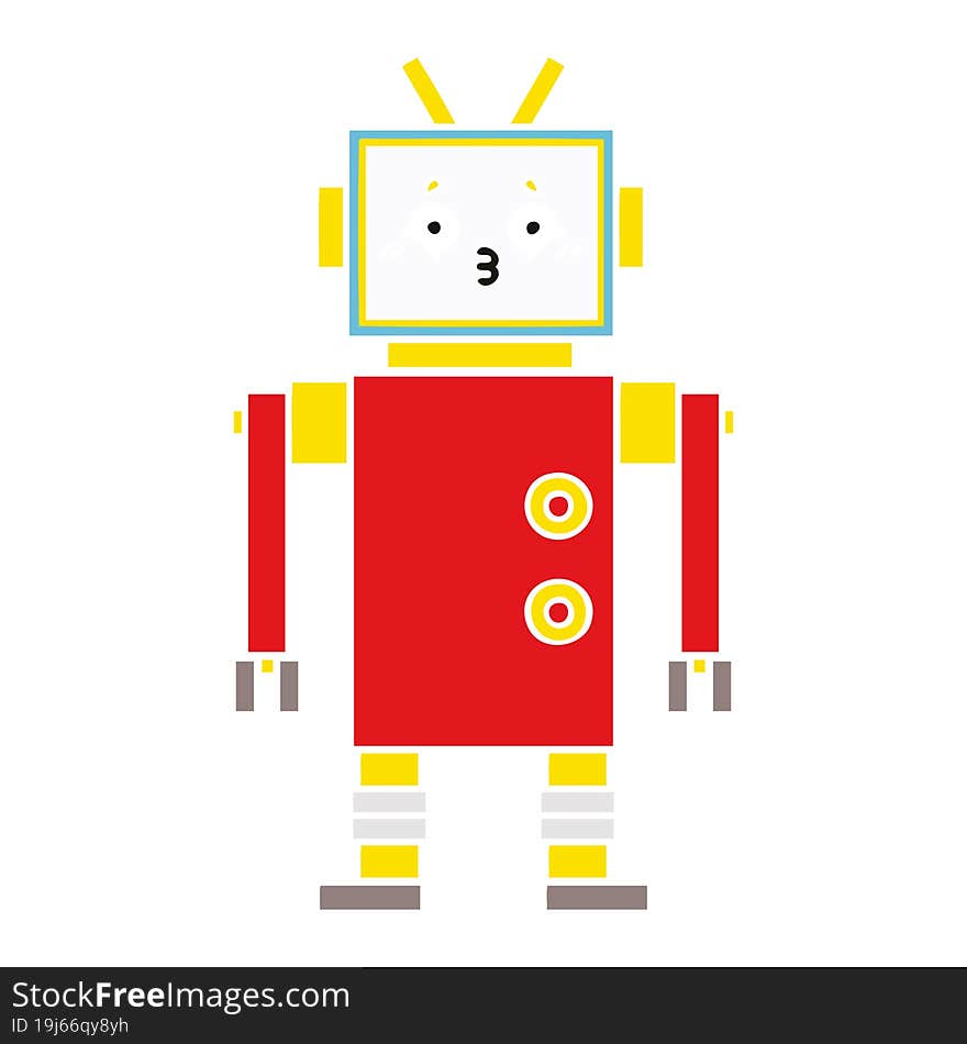 flat color retro cartoon of a robot