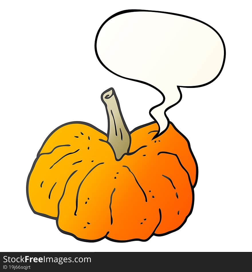 cartoon squash and speech bubble in smooth gradient style