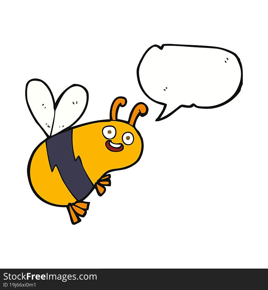 funny cartoon bee with speech bubble