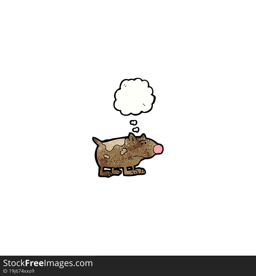 cartoon dog with thought bubble