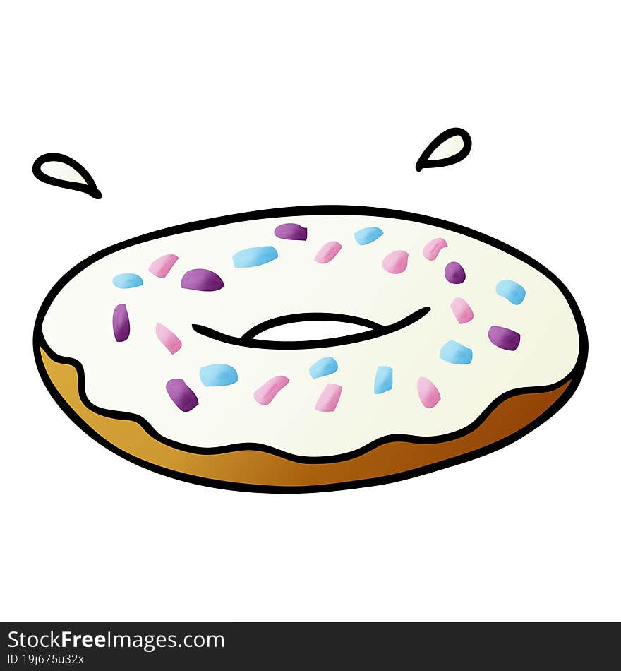 gradient cartoon doodle of an iced ring donut