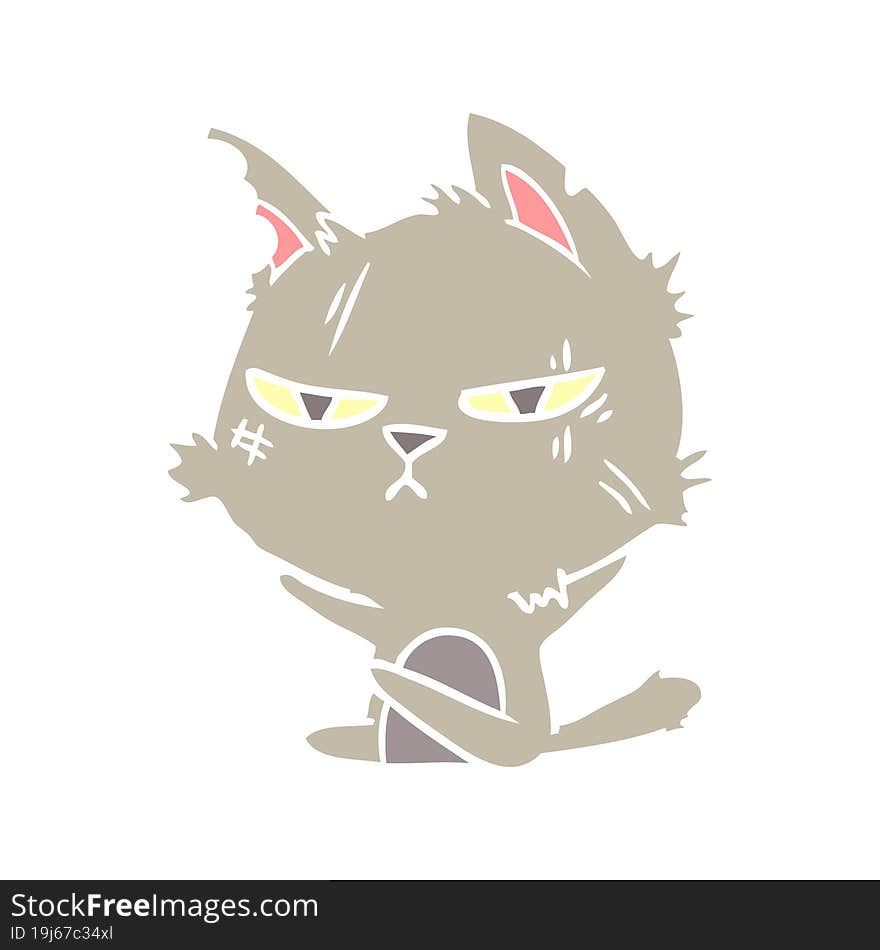 tough flat color style cartoon cat