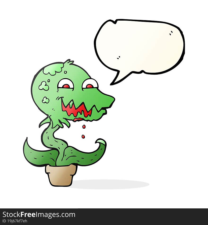 freehand drawn speech bubble cartoon monster plant