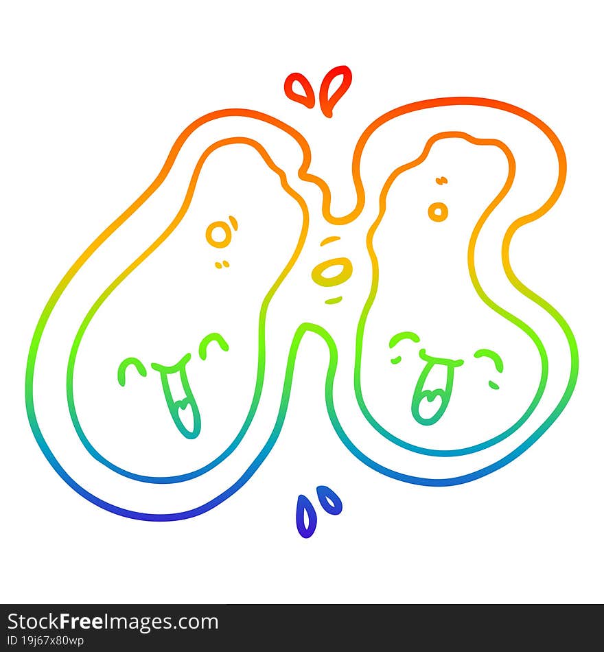 rainbow gradient line drawing cartoon cell dividing