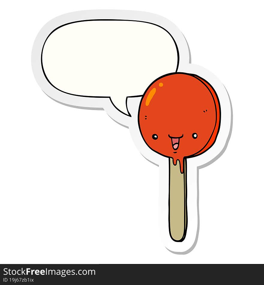 cartoon candy lollipop and speech bubble sticker