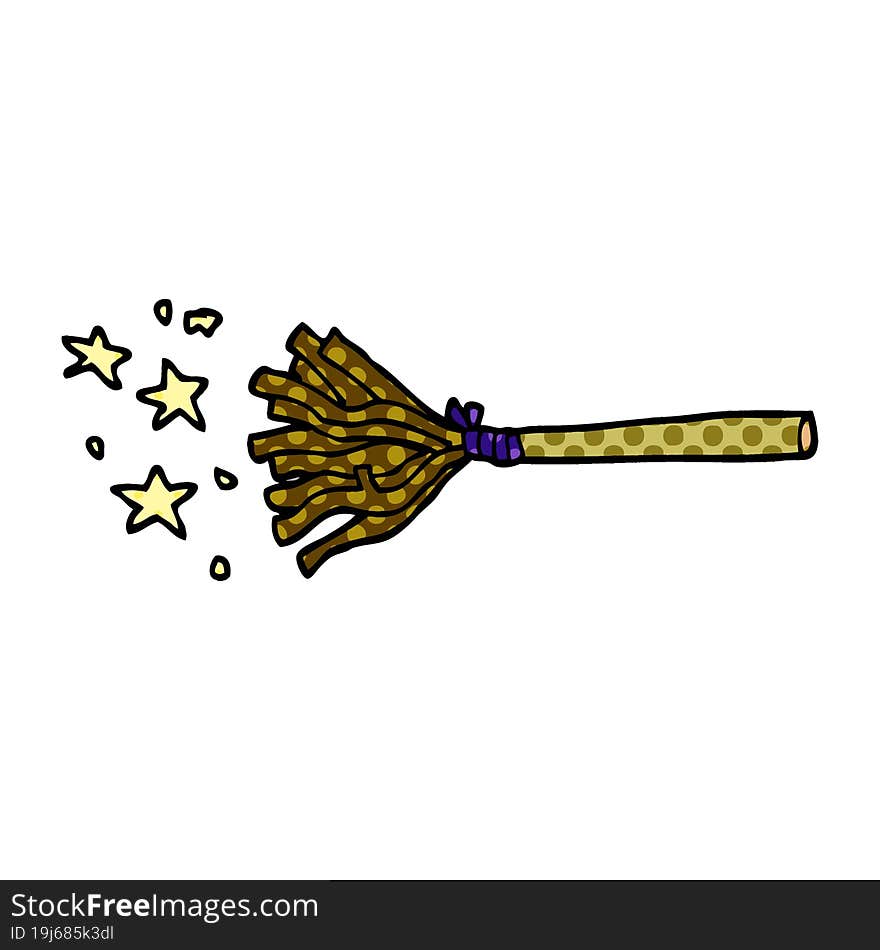 cartoon doodle magic broom