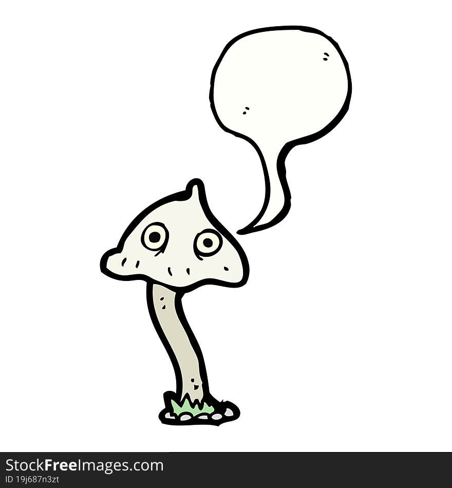 cartoon mushroom with speech bubble