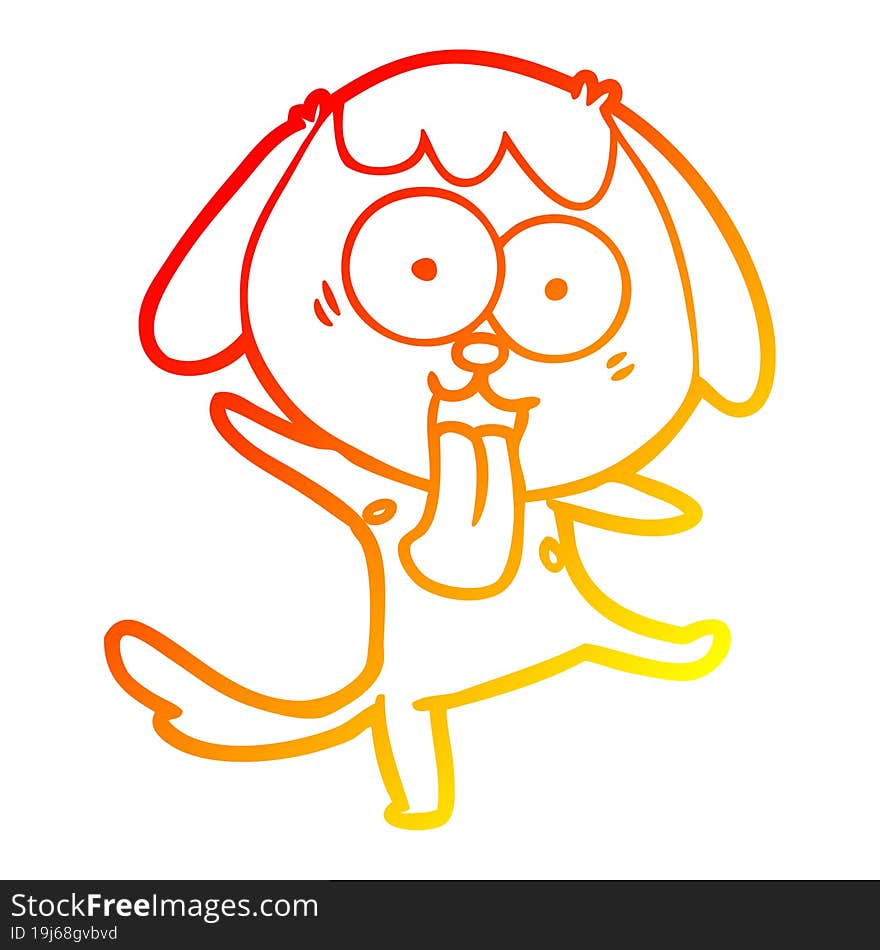 warm gradient line drawing of a cute cartoon dog