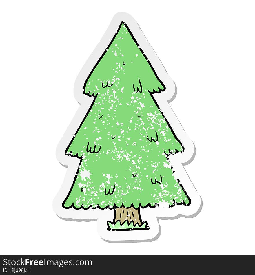 distressed sticker of a cartoon christmas tree