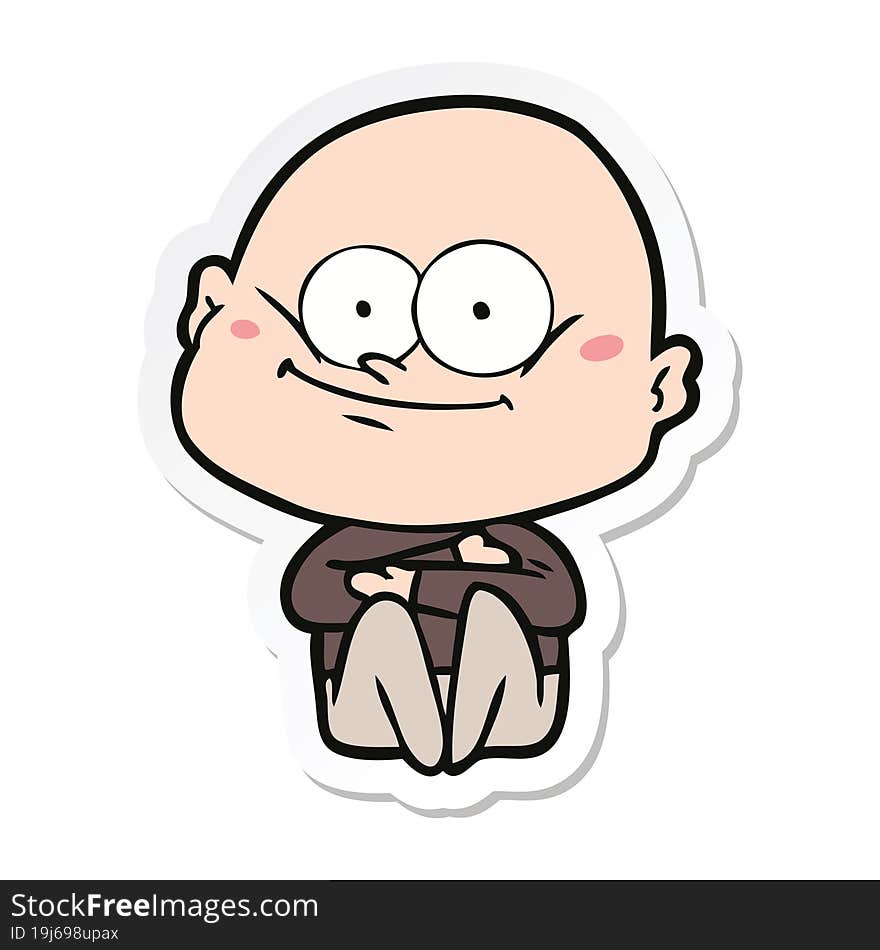 Sticker Of A Cartoon Bald Man Staring