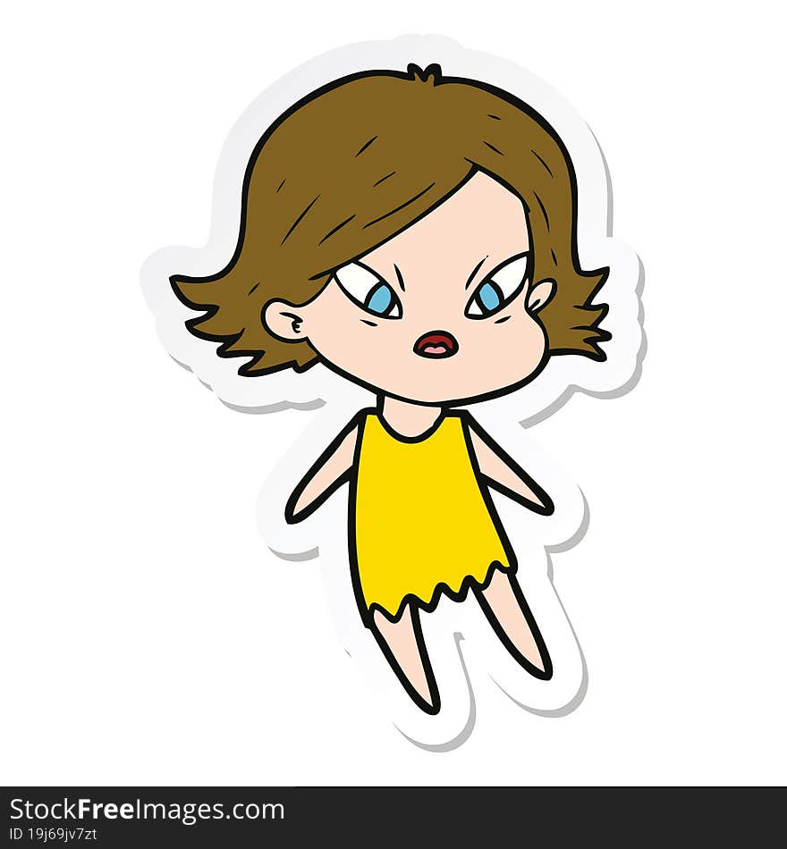 sticker of a cartoon stressed woman