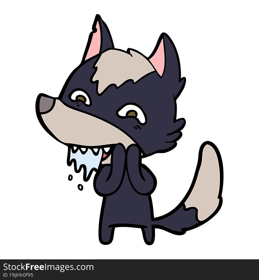 cartoon hungry wolf. cartoon hungry wolf