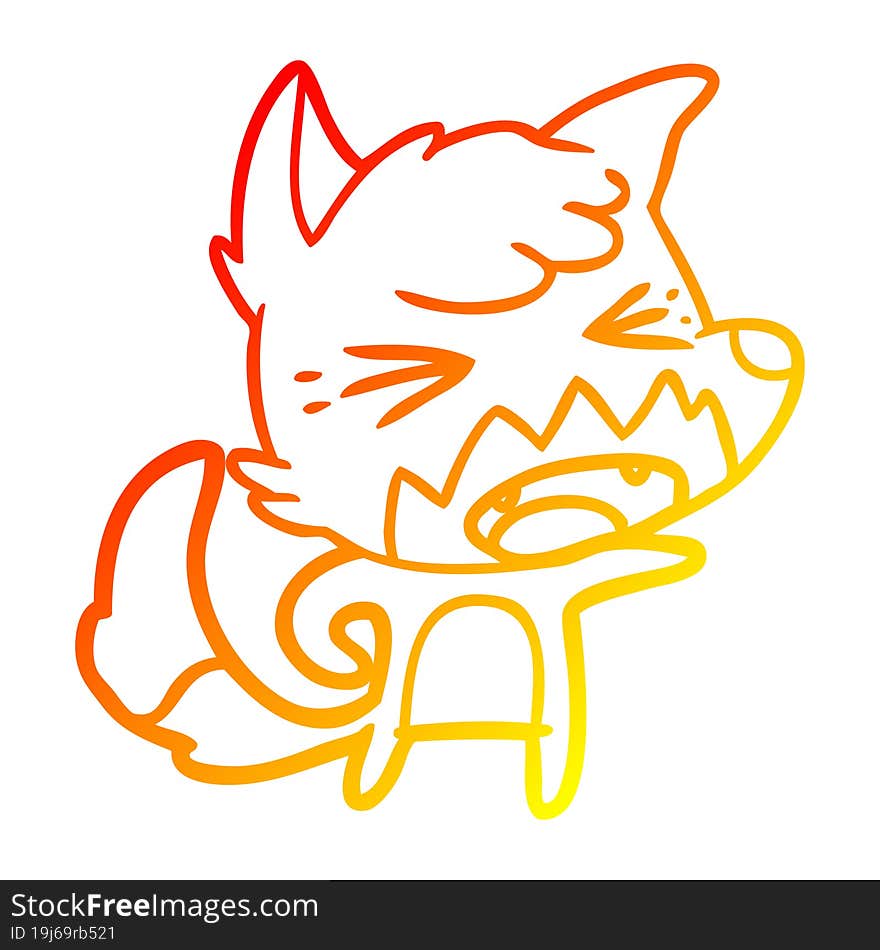 warm gradient line drawing angry cartoon fox