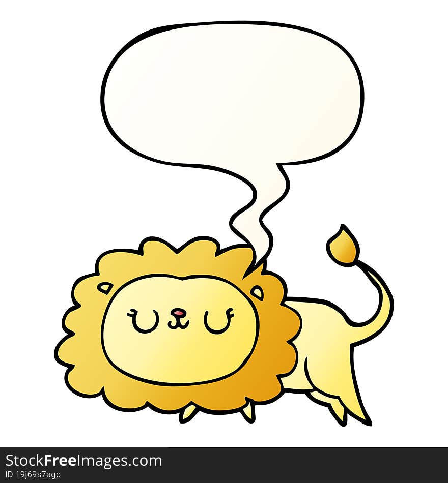 cartoon lion and speech bubble in smooth gradient style