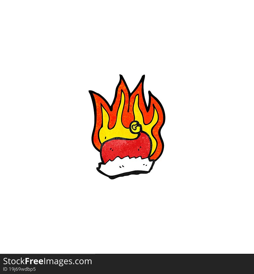 flaming santa hat cartoon