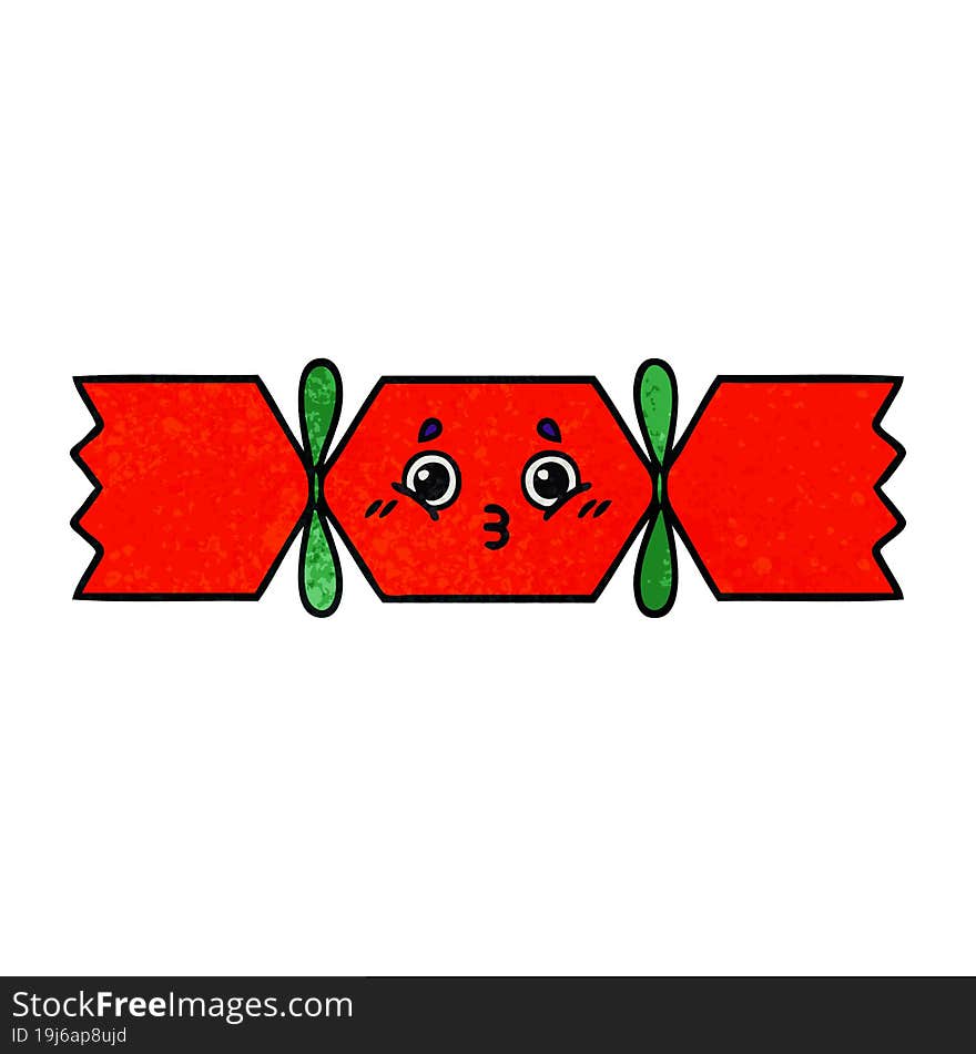 retro grunge texture cartoon christmas cracker