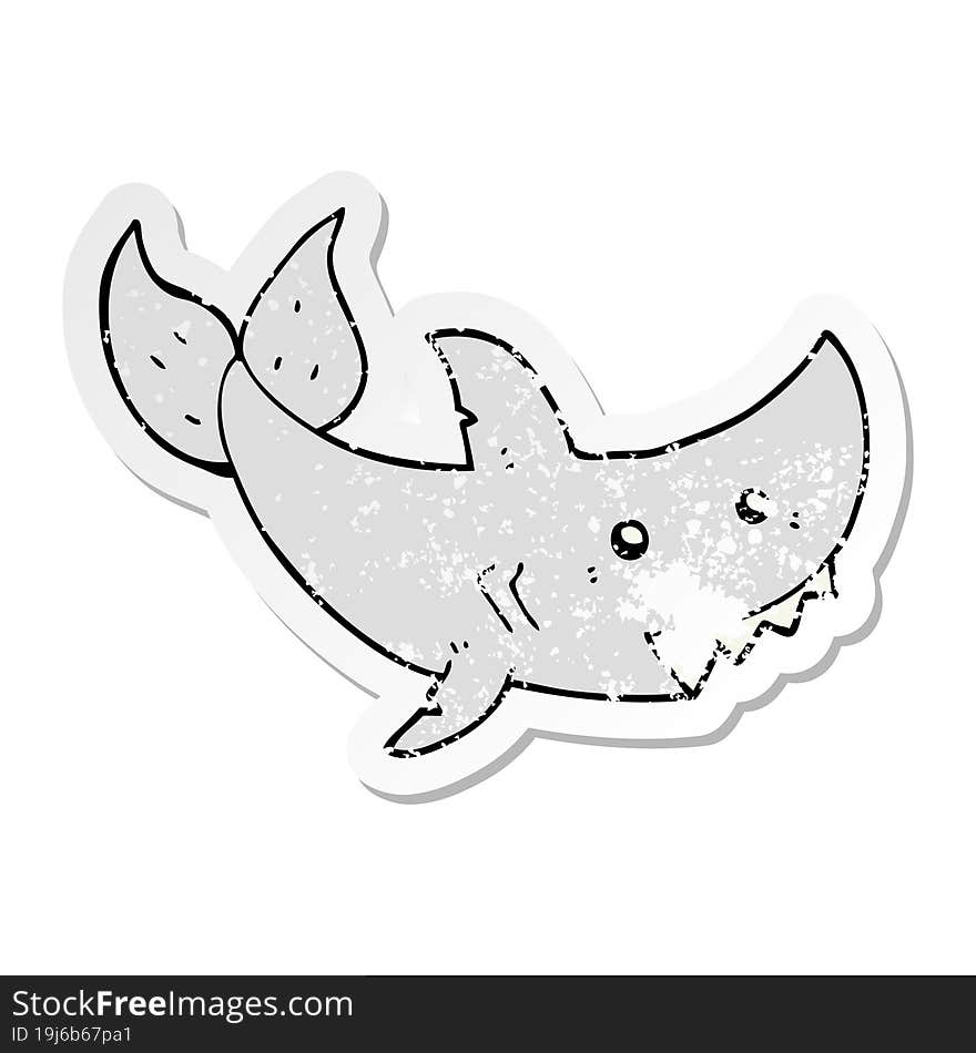 Distressed Sticker Of A Cartoon Shark