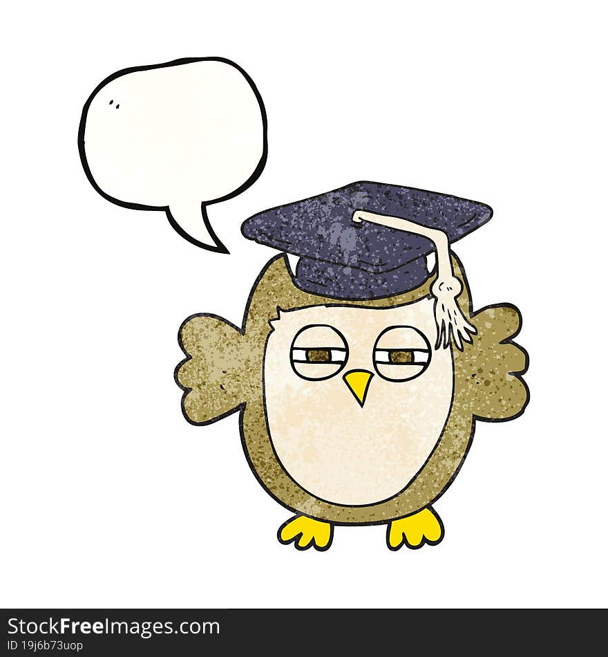 Speech Bubble Textured Cartoon Clever Owl