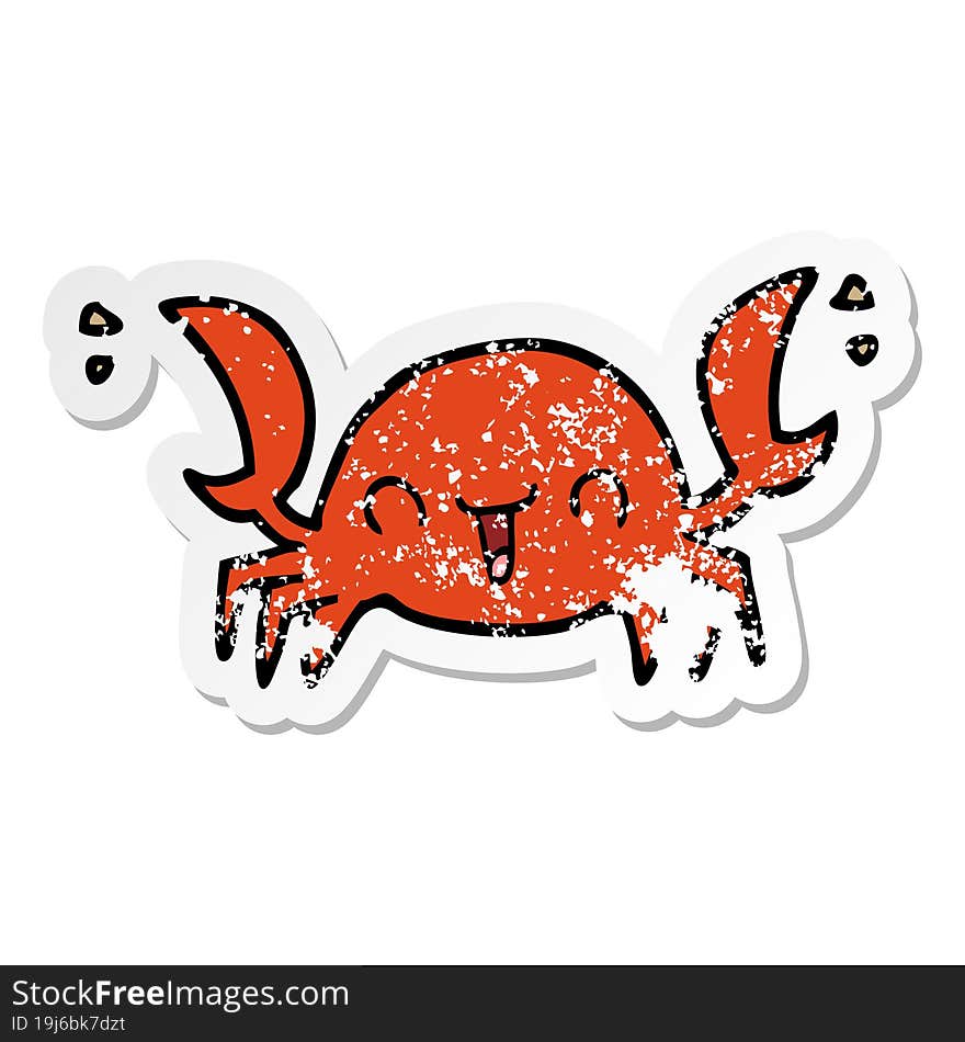 Distressed Sticker Of A Cartoon Crab