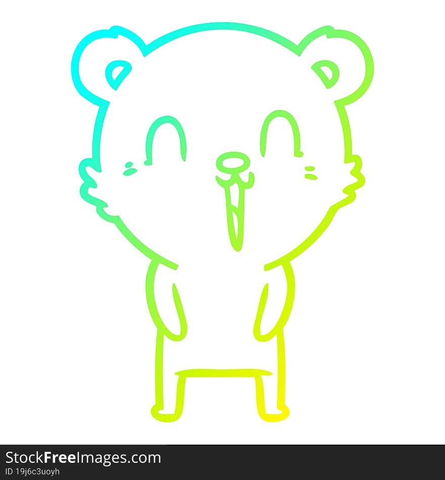 cold gradient line drawing happy cartoon bear