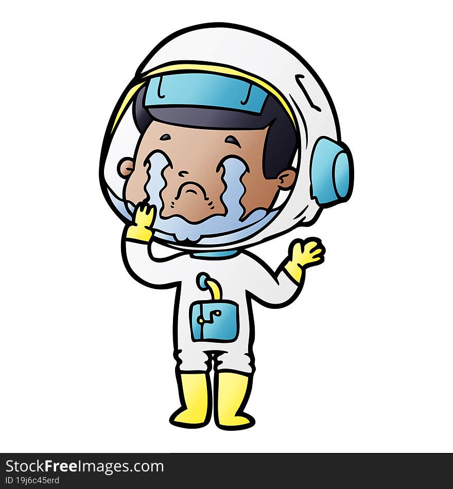 cartoon crying astronaut. cartoon crying astronaut