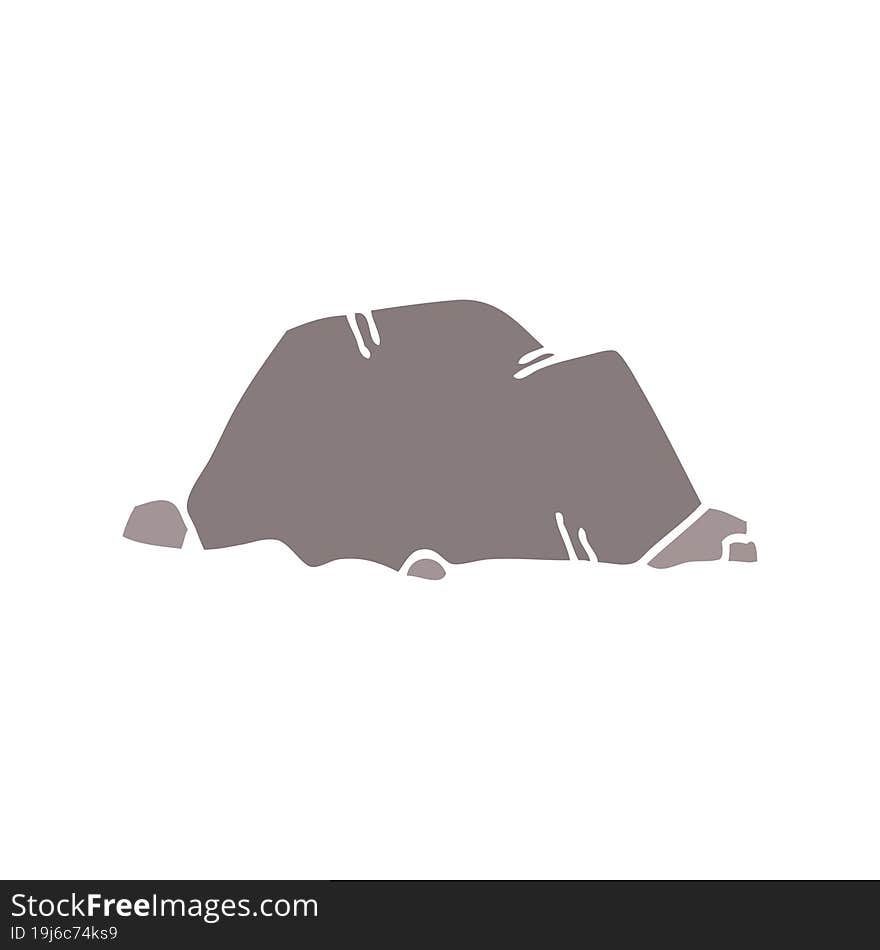 flat color style cartoon rock