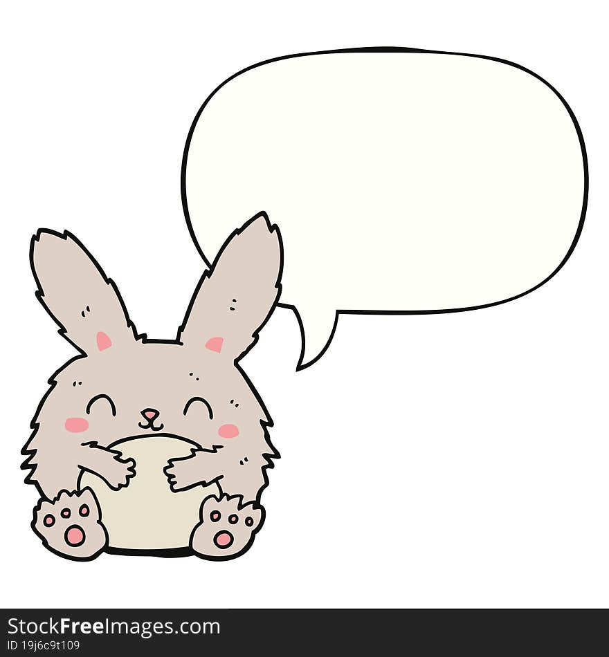 Cute Cartoon Rabbit And Speech Bubble