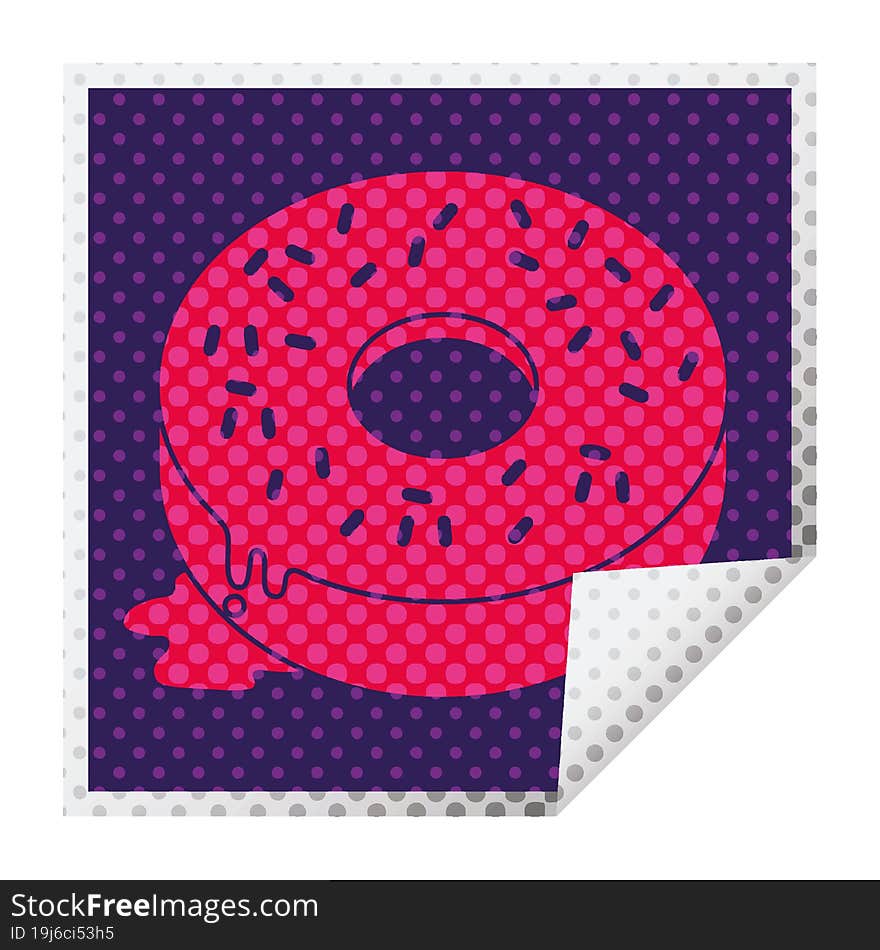 Tasty donut square peeling sticker