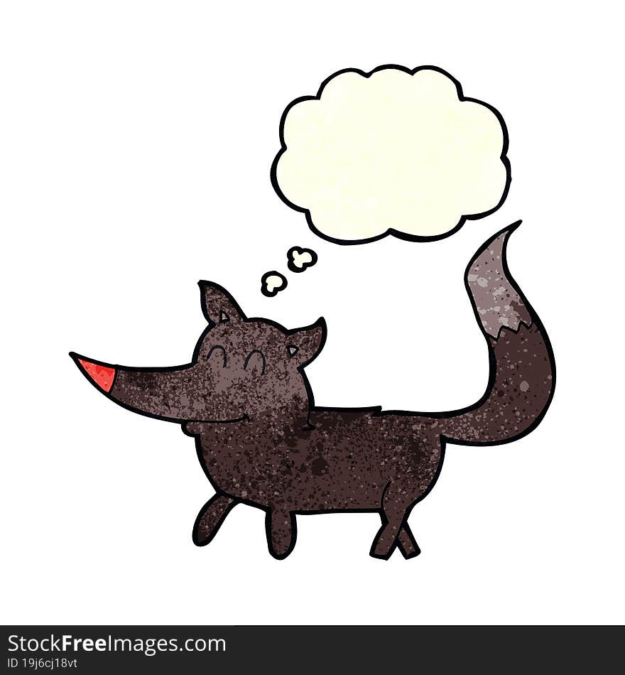 cartoon little wolf with thought bubble